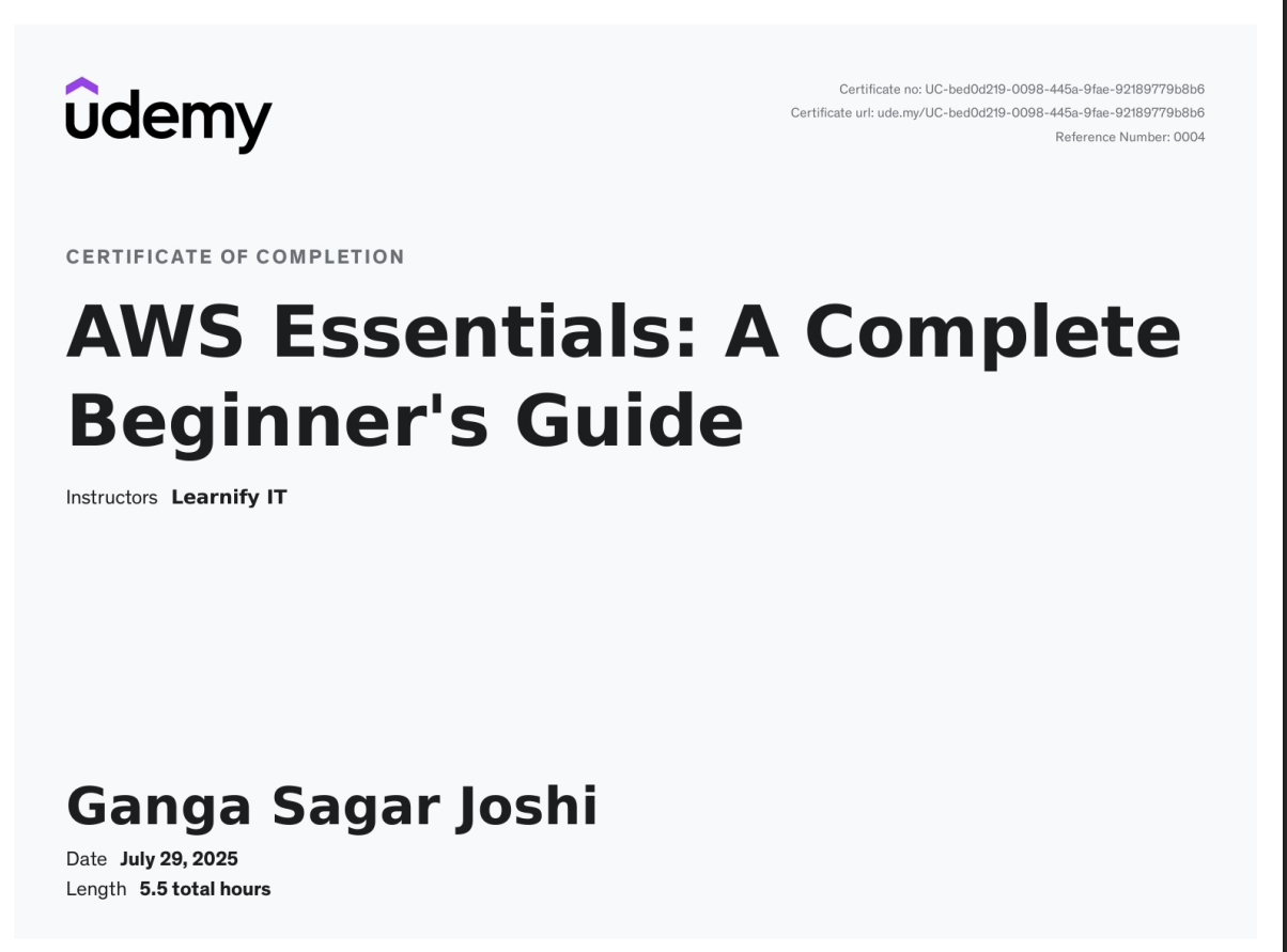 Udemy Certificate